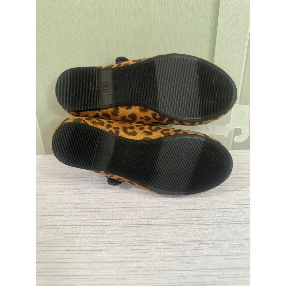 Cat & Jack Girls Leopard Print Mary Jane Flats Brown Animal Print Size 10 NEW